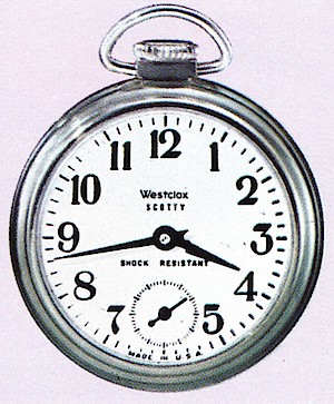 Westclox Scotty Style 3 Pocket Watch. Scotty no. 40005. Westclox 1964 - 65 Catalog, p. 21