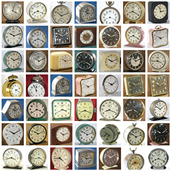Collage of Westclox clock and watch models