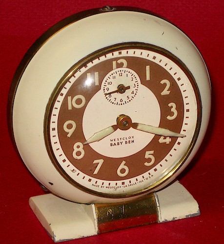 Brown Banded Luminous numerals are on brown band with off white background.. Brown-banded luminous dial