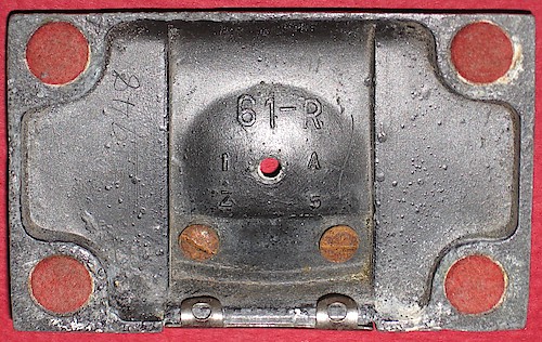 1 "Z 5" "61-R" in large lettering, "1 A" or "2 A" below it, "Z 5" below that. Used ca. 1941. Clock is upright on base.. Base 1,  Z 5, 1 A