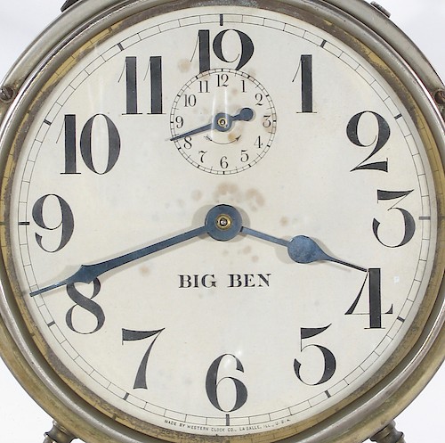 2.8 BIG BEN below center, MADE BY WESTERN CLOCK CO., LA SALLE, ILL., U.S.A. at bottom in small lettering. Ca. 1916.. Dial 2.8