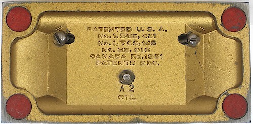 1 Three USA patents and "CANADA Rd. 1931". Up to mid-1933.. Base 1 "A.2"