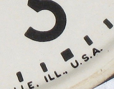 Dot after the "A" The "A" in "MADE IN U.S.A." has a dot after it. Up to ca. mid-1935.
