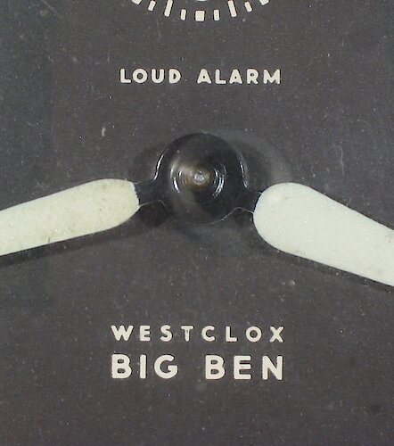 1 (Small Westclox, Small Loud Alarm) Used until ca. September 1952.. Big 7 Loud Dial 1. Small Westclox, Small Loud Alarm