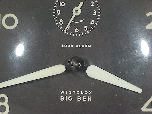 1 (Small Westclox, Small Loud Alarm) Used until ca. September 1952.. Big 6 Loud Dial 1. Small Westclox, Small Loud Alarm