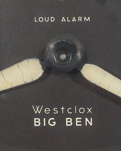 2 (Large Westclox, Small Loud Alarm) Used from ca. October 1952 to ca. January 1955.. Big 6 Loud Dial 2. Large Westclox, Small Loud Alarm