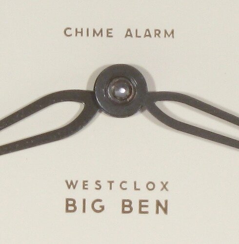 1 (Small Westclox, Small Chime Alarm) Used until ca. September 1952.. Big 6 Chime Dial 1