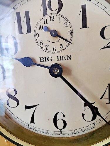 2.7 BBT Big Ben above center, MADE BY WESTERN CLOCK CO., LA SALLE, ILL., U.S.A. at bottom in standard size lettering, just like 2.7. Example on eBay in Great Britain dated 4-16-15.. Dial 2.7 BBT. Courtesy eBay seller raggedyman12.