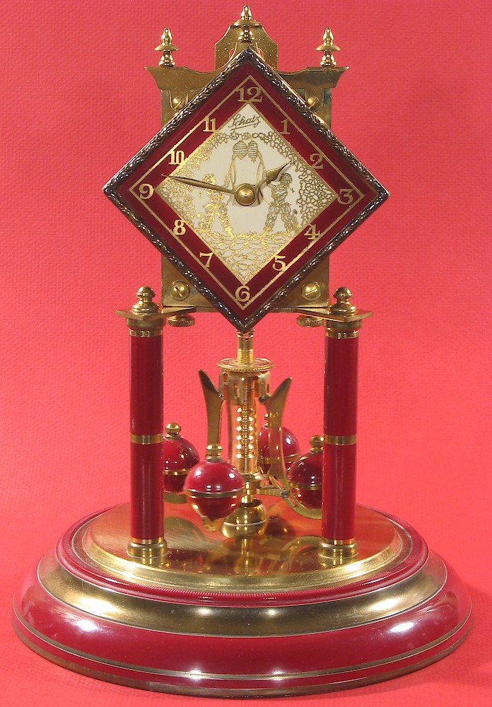 Schatz Standard 400 Day Maroon Diamond Dial Japanese Lantern Image. Schatz Standard 400 Day Maroon Diamond Dial Japanese Lantern Image Shelf Clock Model Photo