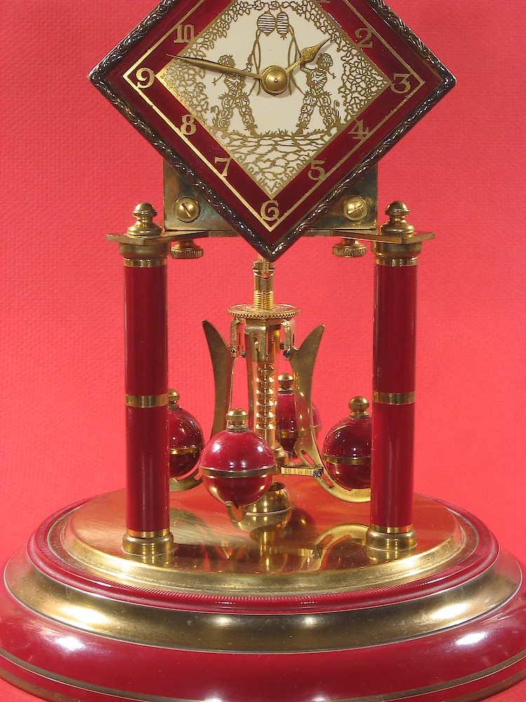 Schatz Standard 400 Day Maroon Diamond Dial Japanese Lantern Image. Schatz Standard 400 Day Maroon Diamond Dial Japanese Lantern Image Shelf Clock Model Photo