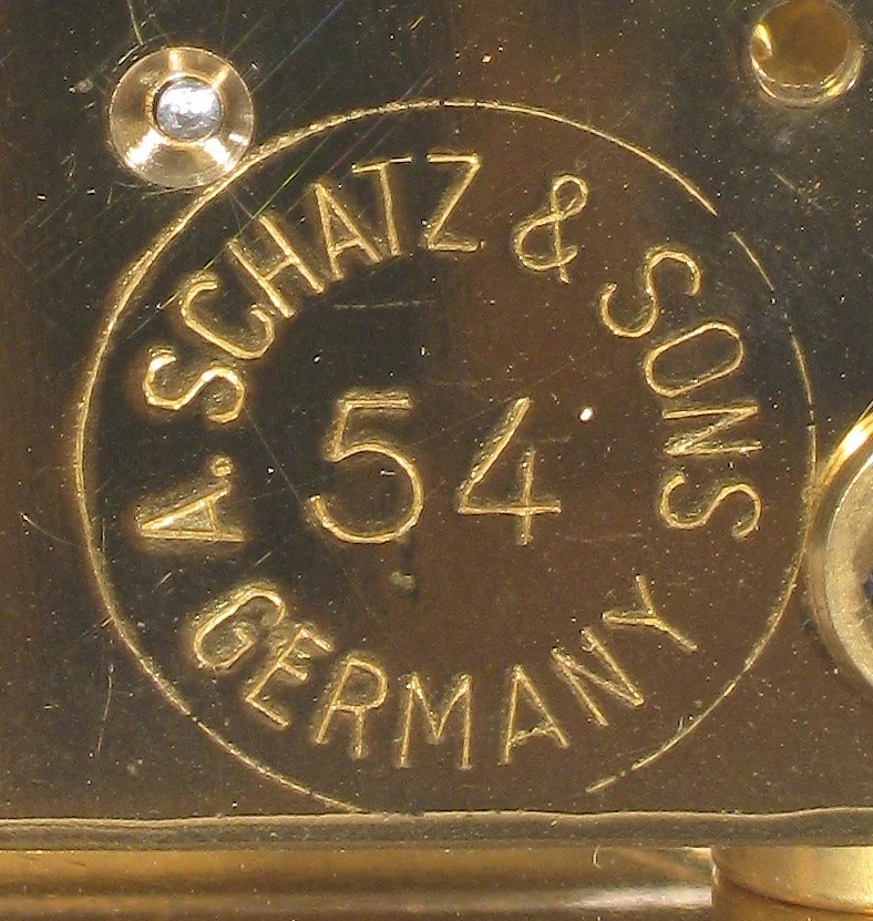 Schatz Standard 400 Day Clock With 54 Instead Of 49 In Circle On The Back. The back plate has 54 instead of 49! (54 is used on the 1000 day clock)