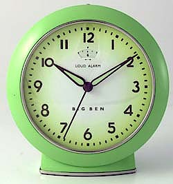 Westclox Big Ben Style 6 Reproduction Green Quartz. Image courtesy of AlarmClocksOnline.com