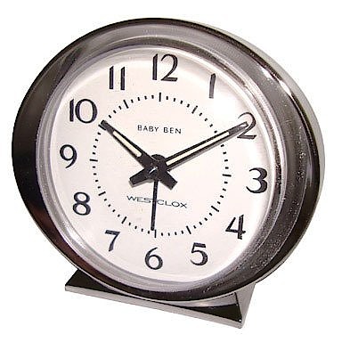 Westclox Reproduction Baby Ben Style 8 White Nickel Luminous. Westclox Reproduction Baby Ben Style 8 White Nickel Luminous Alarm Clock Model Photo