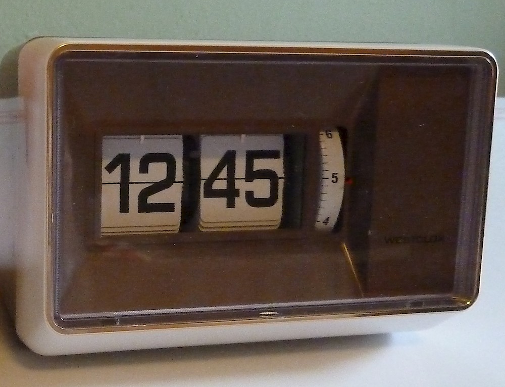 Westclox Digital Keywound Alarm Woodtone. Front of model 12183 Courtesy of John Jernigan