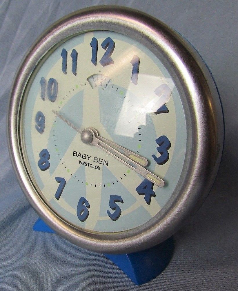 Westclox Baby Ben Style 10 Blue Case Peace. Westclox Baby Ben Style 10 Blue Case Peace Alarm Clock Model Photo