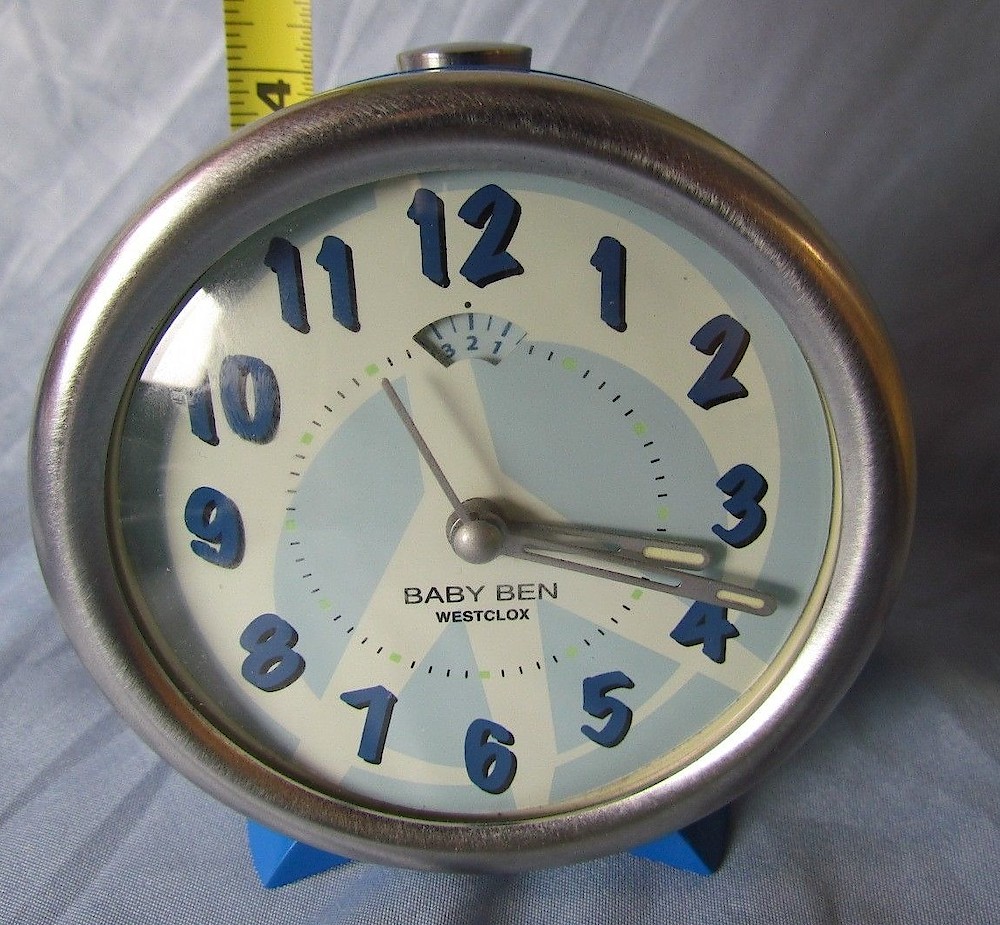 Westclox Baby Ben Style 10 Blue Case Peace. Westclox Baby Ben Style 10 Blue Case Peace Alarm Clock Model Photo