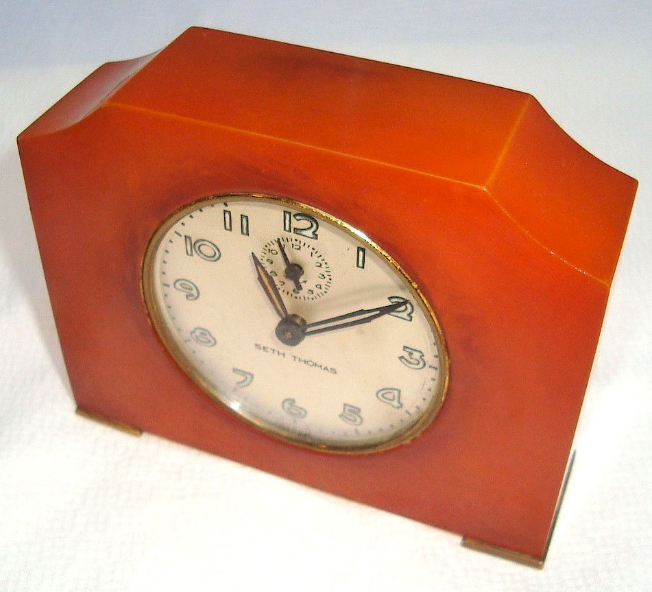 Seth Thomas Red Orange Catalin Alarm Luminous. Seth Thomas Red Orange Catalin Alarm Luminous Alarm Clock Model Photo