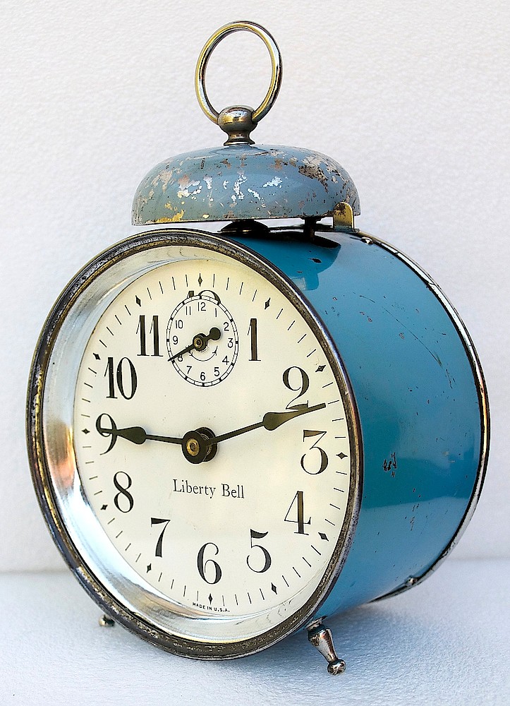 Westclox Liberty Bell Leg Model Blue. Westclox Liberty Bell Leg Model Blue Alarm Clock Model Photo