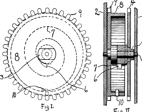 Watch Barrel. The Closed End Of The Barrel And Its Teeth Are Next To The Barrel Bridge. The Main Wheel Is Near The Front Plate Has A Hollow Arbor That Fits Over The Arbor That Is Rigidly Attached To The Barrel.