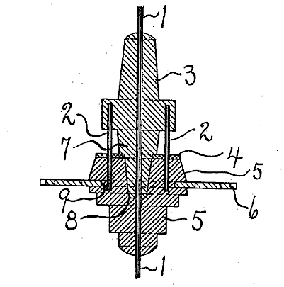 Lantern Pinion. One Mass Of Metal Has A Tapered Core Projecting Into The Second Mass Of Metal. The Two Masses May Fuse During Manufacture. The Mass Receiving The Tapered Core Has A Metal Washer With An Opening That The Tapered Core Goes Through. The Washer Caps The Mold To Keep The Metal Out Of The Pinion During The Casting Operation.