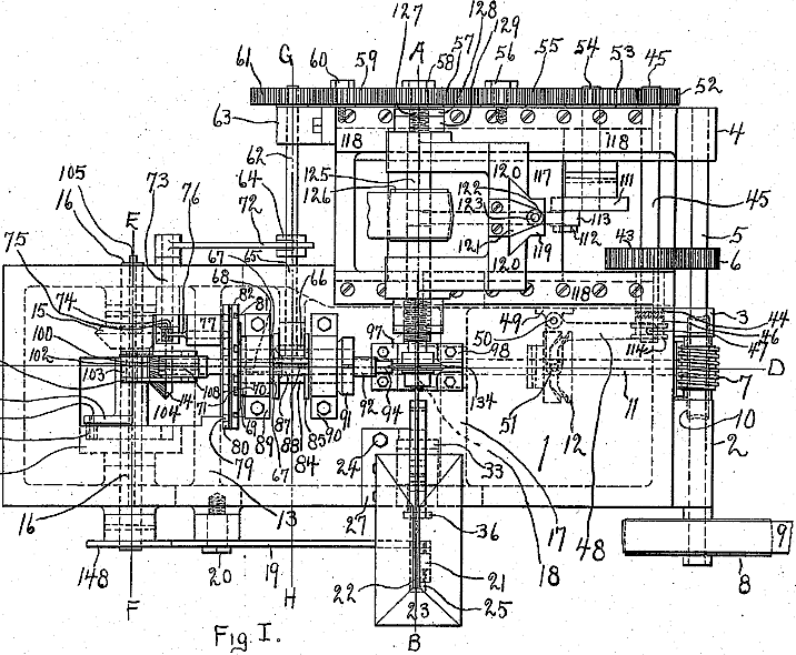 Automatic Pinion Cutting Machine. 12 Pages Of Drawings. Quoting The Second Paragraph: "My Invention Relates To Machines For Cutting The Teeth Of Pinions And Gears And Has For Its Object The Production Of A Machine In Which It Is Only Necessary To Dump Oin Any Number Of Pinion Blanks Into A Hopper, When They Will Be Erected (righted), Stacked, Forced On To ... 