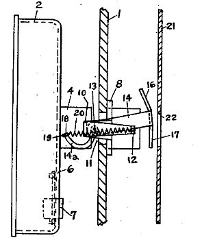 Indicator For Electrically Driven Instruments And Clocks. An Aperture In The Rotor Has A Radial Rod With A Sliding Weight. When The Rotor Runs At Synchronous Speed, Centrifugal Force Keeps The Weight As Far Outward As It Will Go. When The Rotor Slows Down, The Weight Will Drop Down And Move The Indicator To Show A Power Outage Has Occurred.