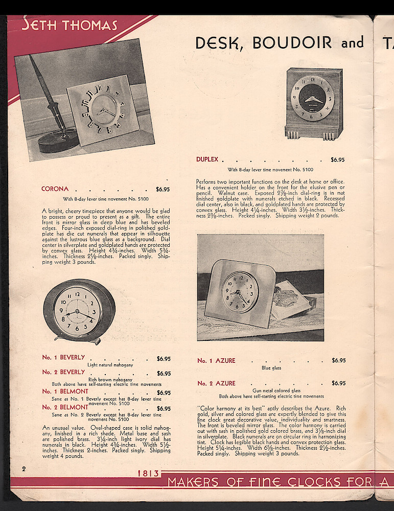 Seth Thomas Presents 1938 Clocks > 2. 1937, Seth Thomas Catalog No. 800; Seth Thomas Clocks; Thomaston; Conn.; a Division of General Time Corporation; page 2