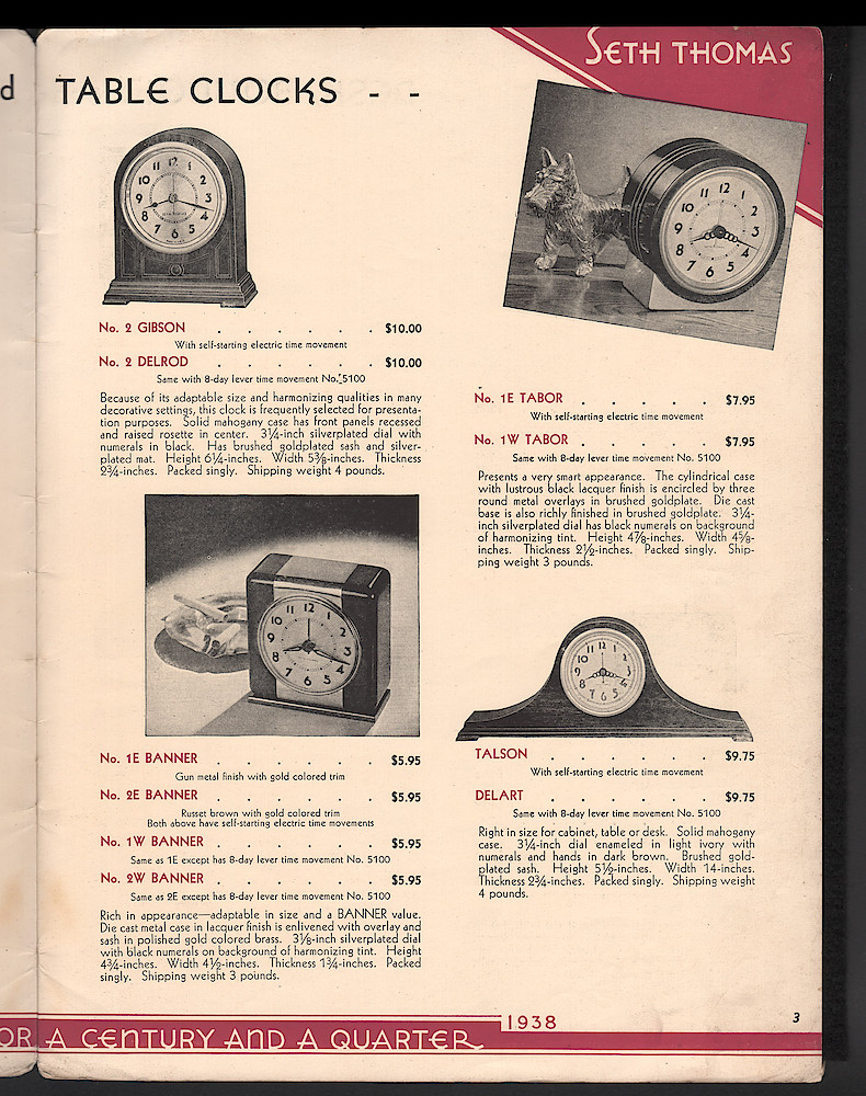 Seth Thomas Presents 1938 Clocks > 3. 1937, Seth Thomas Catalog No. 800; Seth Thomas Clocks; Thomaston; Conn.; a Division of General Time Corporation; page 3