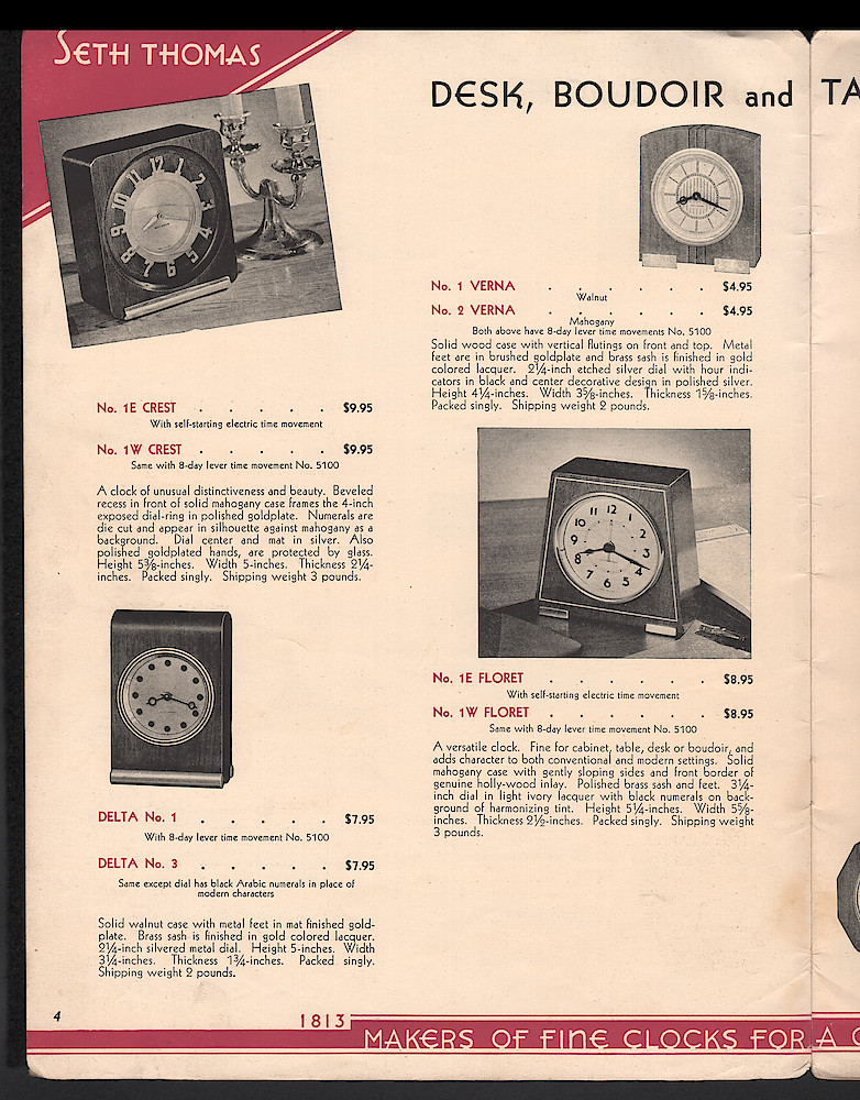 Seth Thomas Presents 1938 Clocks > 4. 1937, Seth Thomas Catalog No. 800; Seth Thomas Clocks; Thomaston; Conn.; a Division of General Time Corporation; page 4