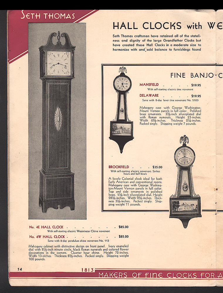 Seth Thomas Presents 1938 Clocks > 14. 1937, Seth Thomas Catalog No. 800; Seth Thomas Clocks; Thomaston; Conn.; a Division of General Time Corporation; page 14