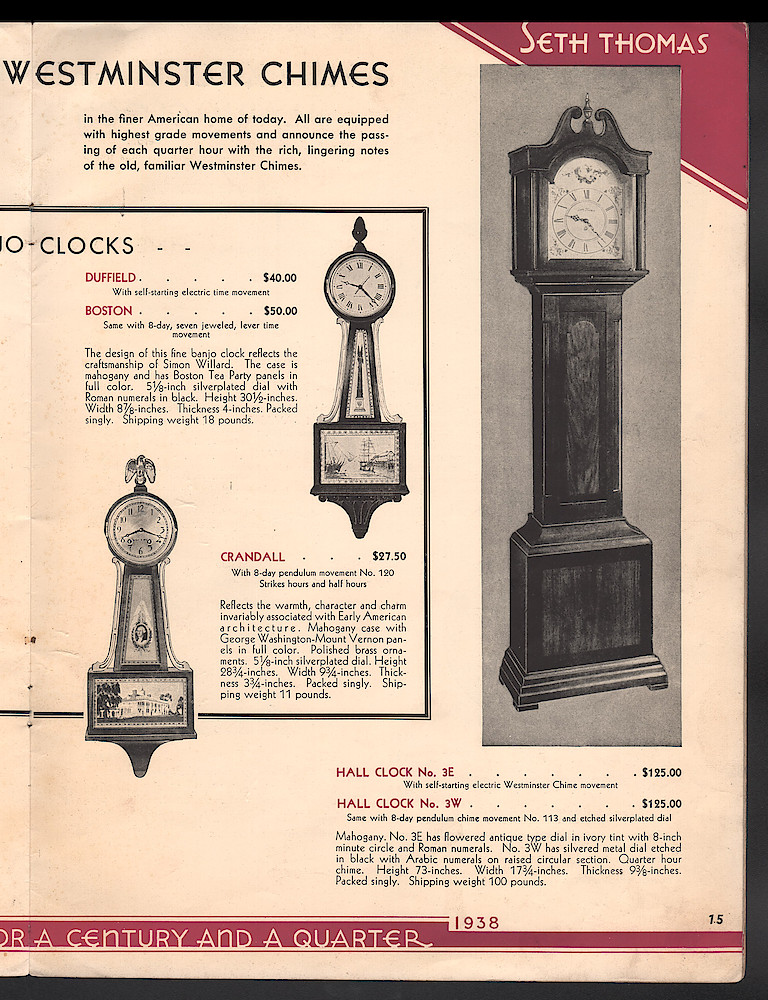 Seth Thomas Presents 1938 Clocks > 15. 1937, Seth Thomas Catalog No. 800; Seth Thomas Clocks; Thomaston; Conn.; a Division of General Time Corporation; page 15