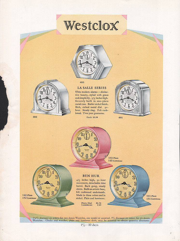 1930 Westclox Color Brochure; Western Clock Company; La Salle; Illinois; USA > 1930s-colors-4. 1930 Westclox Color Brochure; Western Clock Company; La Salle; Illinois; USA; page 1930s-colors-4