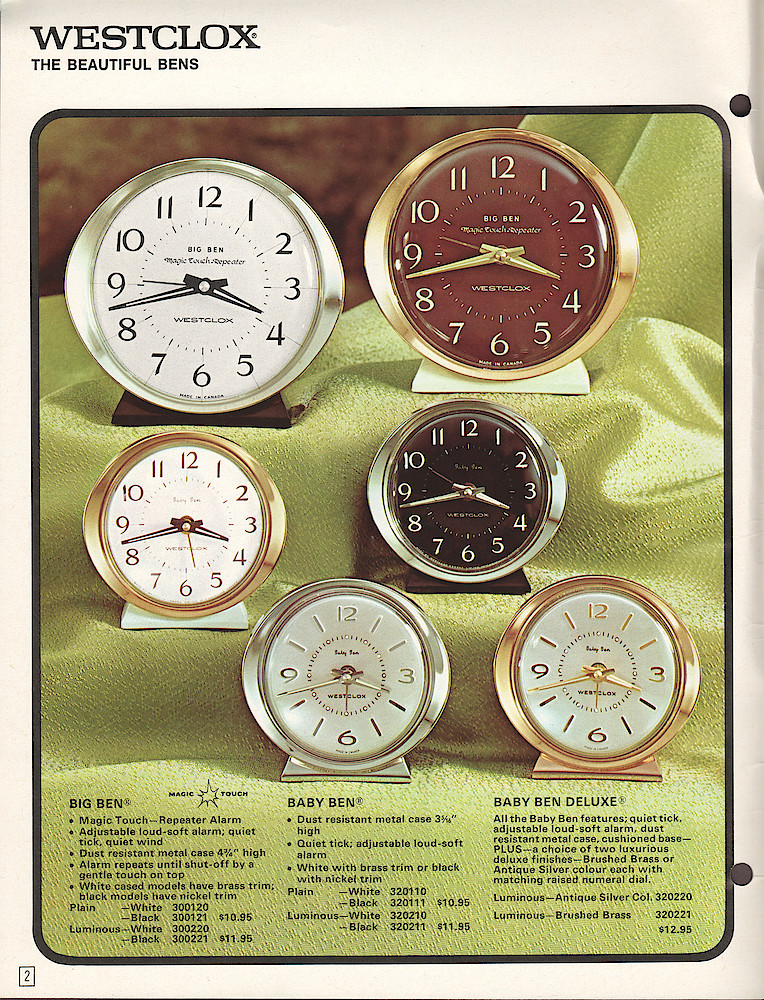 Westclox Canada 1970 - 71 Catalog > 2. 1970 - 1971 Westclox Canada Clock and Watch Catalog; Westlox Division; General Time of Canada Limited; page 2