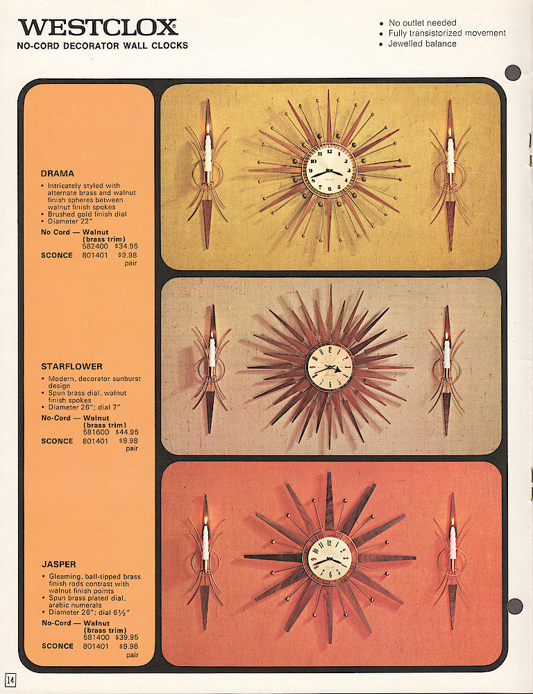 Westclox Canada 1970 - 71 Catalog > 14. 1970 - 1971 Westclox Canada Clock and Watch Catalog; Westlox Division; General Time of Canada Limited; page 14
