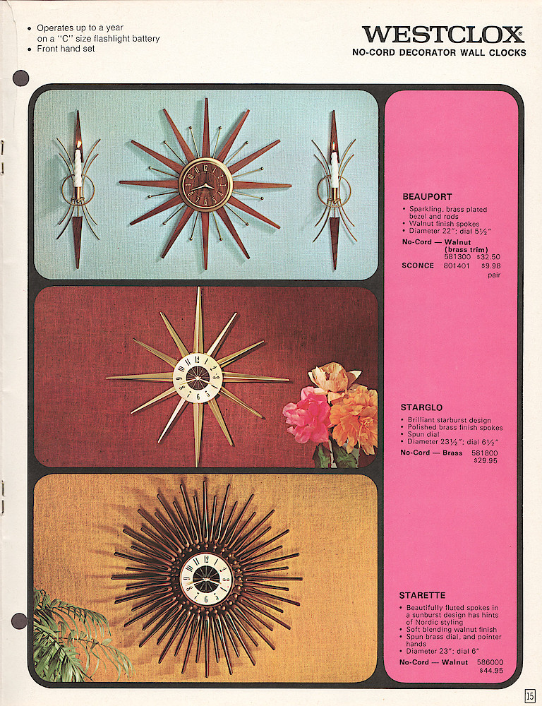 Westclox Canada 1970 - 71 Catalog > 15. 1970 - 1971 Westclox Canada Clock and Watch Catalog; Westlox Division; General Time of Canada Limited; page 15