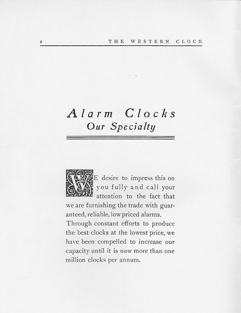 1902 Catalog, The Western Clock Mfg. Company; LaSalle; Illinois; U.S.A. > 2. 1902 Catalog, The Western Clock Mfg. Company; LaSalle; Illinois; U.S.A.; page 2