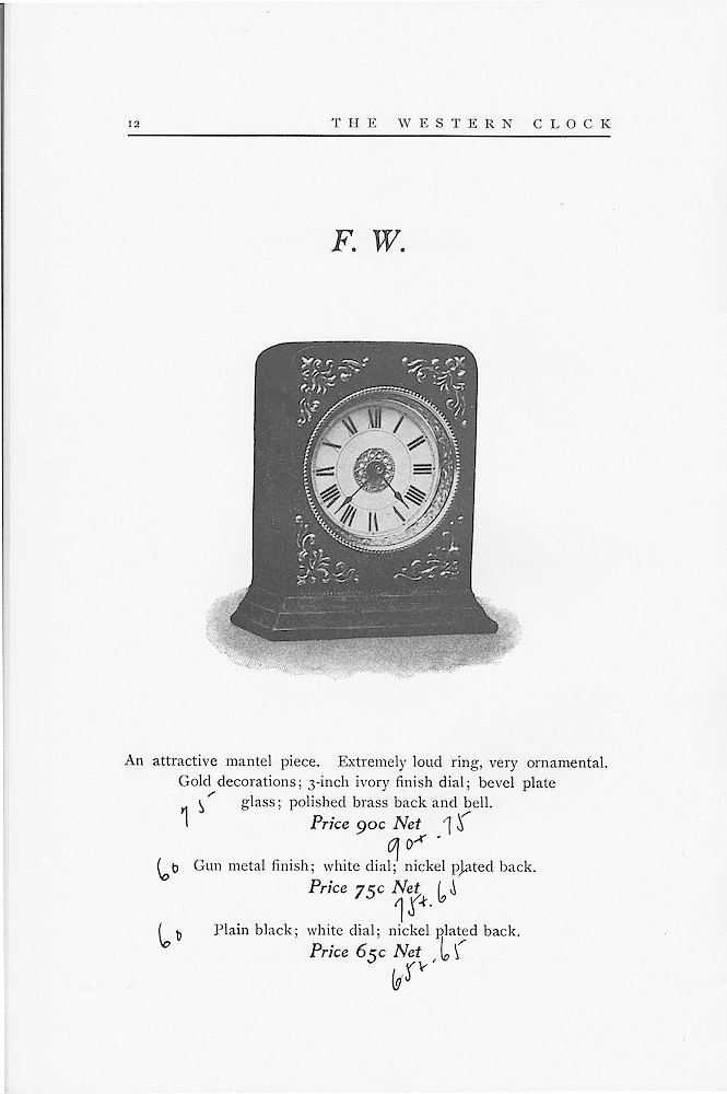 1902 Catalog, The Western Clock Mfg. Company; LaSalle; Illinois; U.S.A. > 12. 1902 Catalog, The Western Clock Mfg. Company; LaSalle; Illinois; U.S.A.; page 12