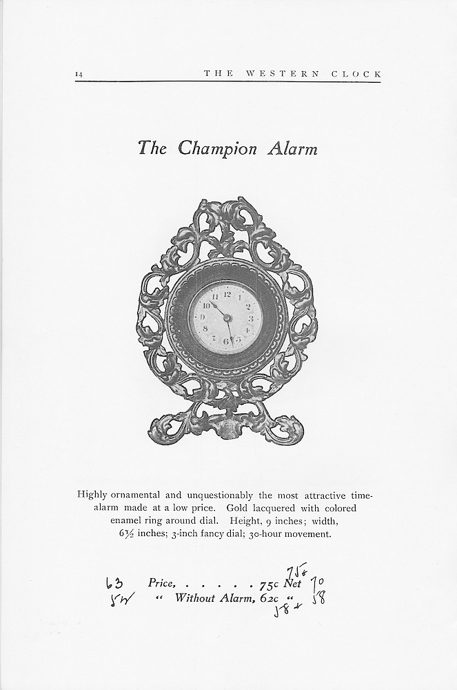 1902 Catalog, The Western Clock Mfg. Company; LaSalle; Illinois; U.S.A. > 14. 1902 Catalog, The Western Clock Mfg. Company; LaSalle; Illinois; U.S.A.; page 14