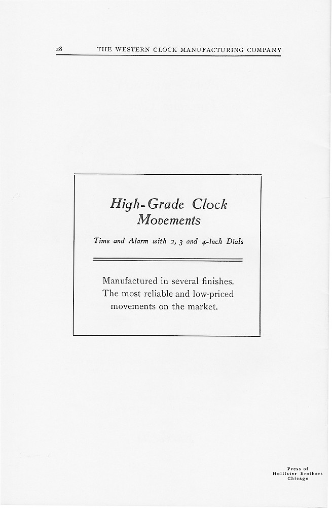 1902 Catalog, The Western Clock Mfg. Company; LaSalle; Illinois; U.S.A. > 28. 1902 Catalog, The Western Clock Mfg. Company; LaSalle; Illinois; U.S.A.; page 28