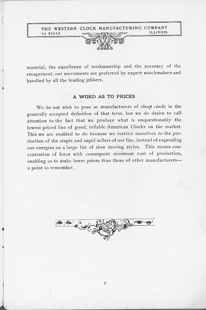 1904 Western Clock Mfg. Co. Catalog (missing pp. 21 - 24); La Salle; Illinois > 7. 1904 Western Clock Mfg. Co. Catalog (missing pp. 21 - 24); La Salle; Illinois; page 7