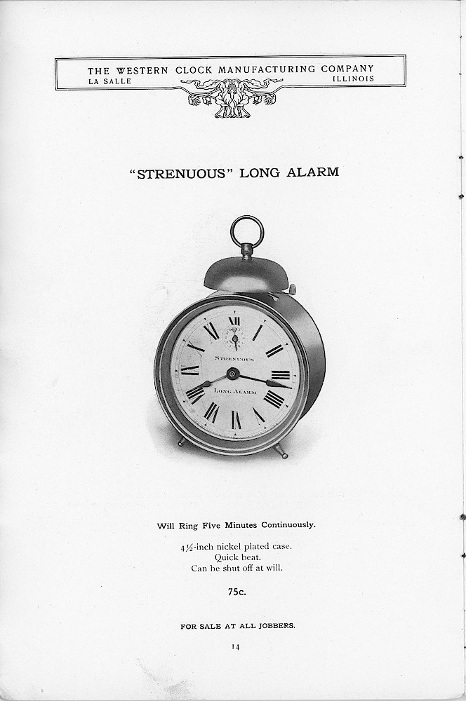 1904 Western Clock Mfg. Co. Catalog (missing pp. 21 - 24); La Salle; Illinois > 14. 1904 Western Clock Mfg. Co. Catalog (missing pp. 21 - 24); La Salle; Illinois; page 14