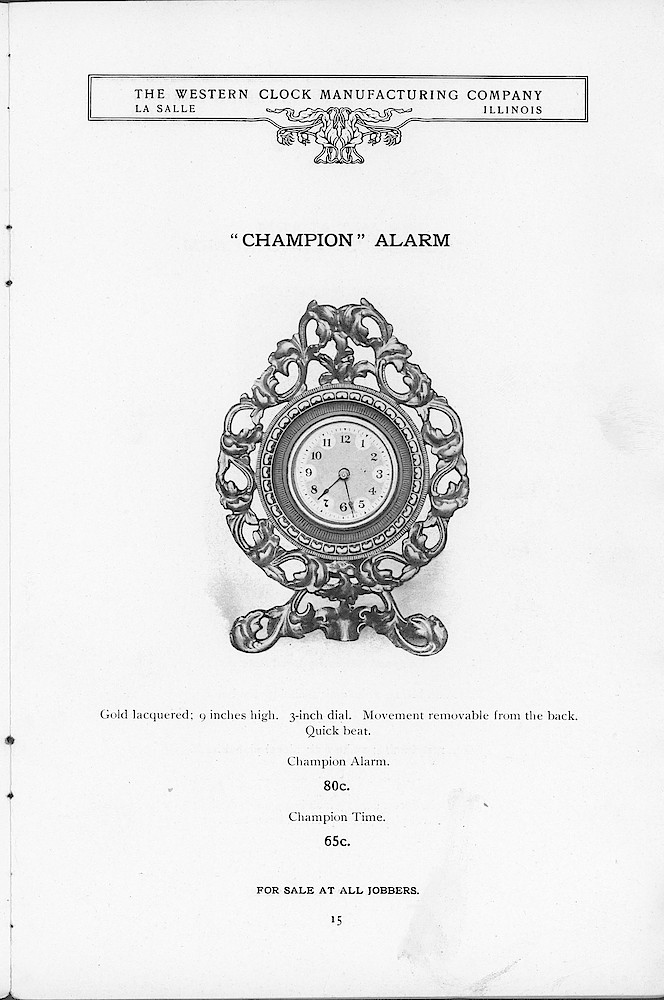 1904 Western Clock Mfg. Co. Catalog (missing pp. 21 - 24); La Salle; Illinois > 15. 1904 Western Clock Mfg. Co. Catalog (missing pp. 21 - 24); La Salle; Illinois; page 15