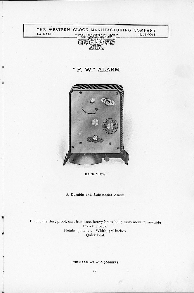 1904 Western Clock Mfg. Co. Catalog (missing pp. 21 - 24); La Salle; Illinois > 17. 1904 Western Clock Mfg. Co. Catalog (missing pp. 21 - 24); La Salle; Illinois; page 17