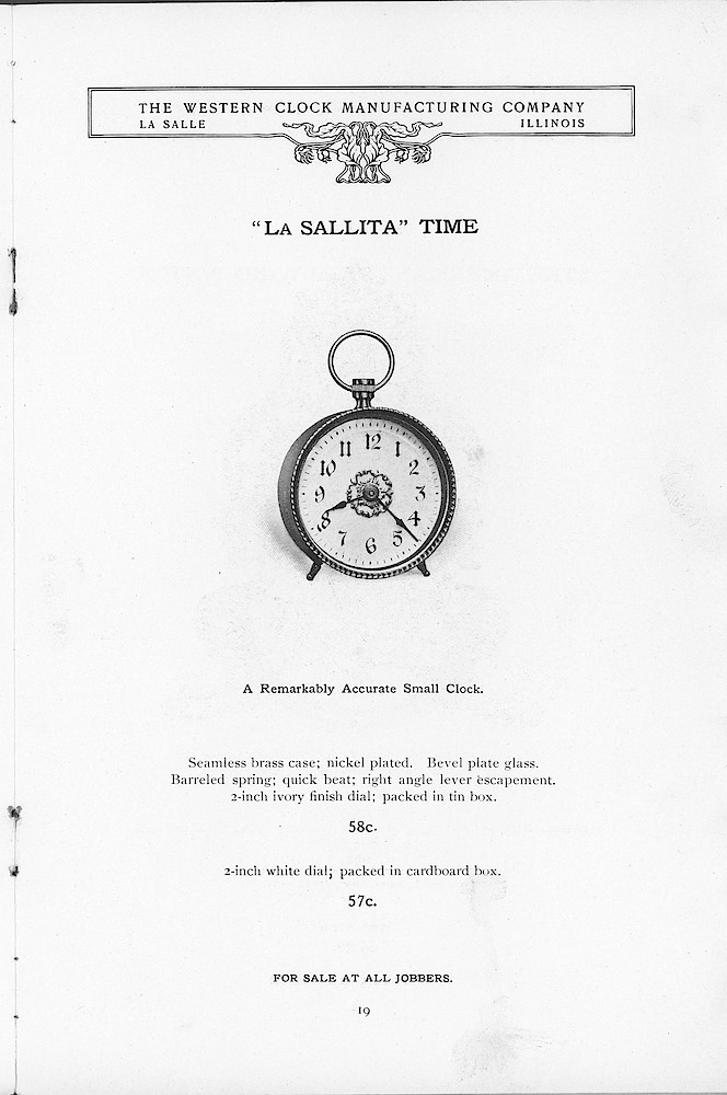 1904 Western Clock Mfg. Co. Catalog (missing pp. 21 - 24); La Salle; Illinois > 19. 1904 Western Clock Mfg. Co. Catalog (missing pp. 21 - 24); La Salle; Illinois; page 19