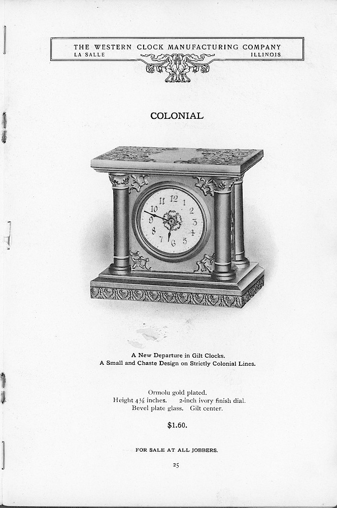 1904 Western Clock Mfg. Co. Catalog (missing pp. 21 - 24); La Salle; Illinois > 25. 1904 Western Clock Mfg. Co. Catalog (missing pp. 21 - 24); La Salle; Illinois; page 25