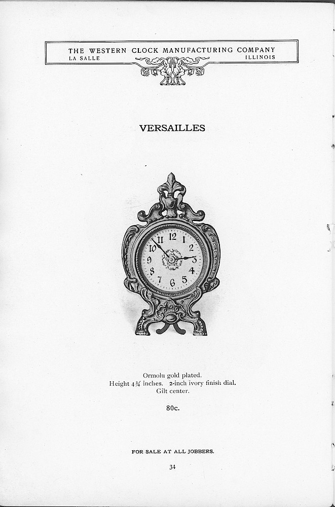 1904 Western Clock Mfg. Co. Catalog (missing pp. 21 - 24); La Salle; Illinois > 34. 1904 Western Clock Mfg. Co. Catalog (missing pp. 21 - 24); La Salle; Illinois; page 34