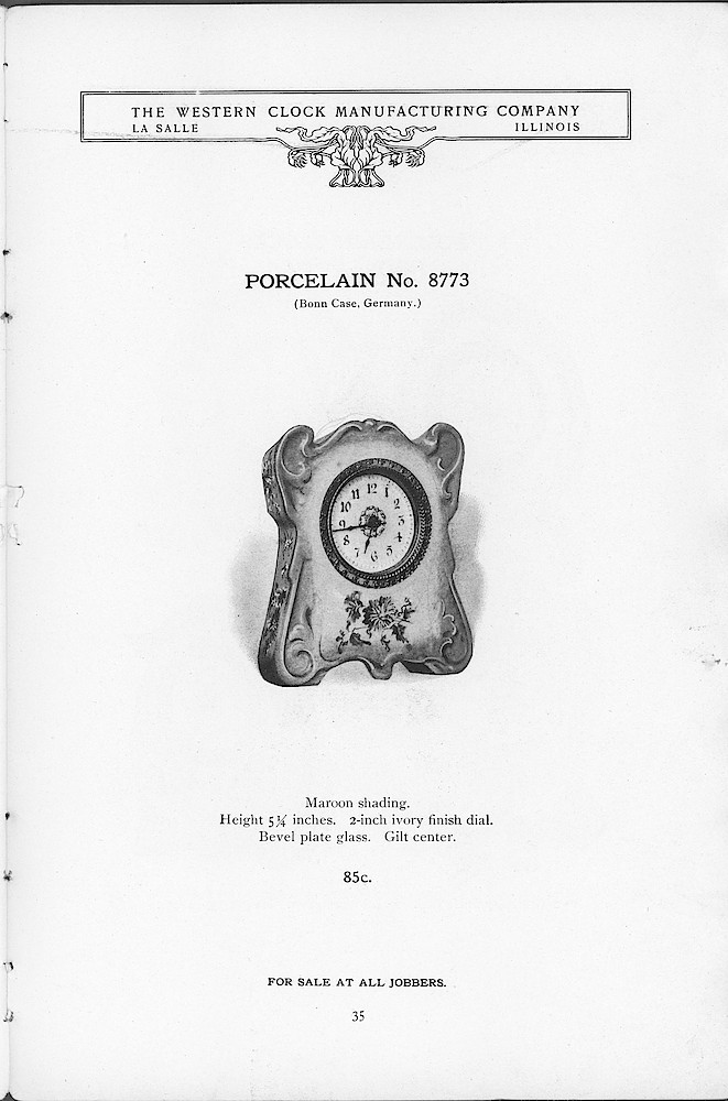 1904 Western Clock Mfg. Co. Catalog (missing pp. 21 - 24); La Salle; Illinois > 35. 1904 Western Clock Mfg. Co. Catalog (missing pp. 21 - 24); La Salle; Illinois; page 35