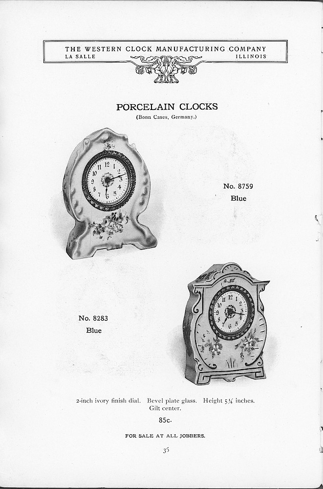 1904 Western Clock Mfg. Co. Catalog (missing pp. 21 - 24); La Salle; Illinois > 36. 1904 Western Clock Mfg. Co. Catalog (missing pp. 21 - 24); La Salle; Illinois; page 36