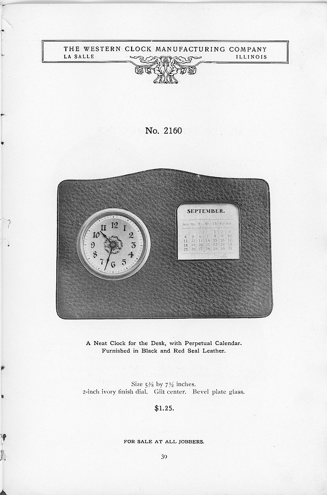 1904 Western Clock Mfg. Co. Catalog (missing pp. 21 - 24); La Salle; Illinois > 39. 1904 Western Clock Mfg. Co. Catalog (missing pp. 21 - 24); La Salle; Illinois; page 39