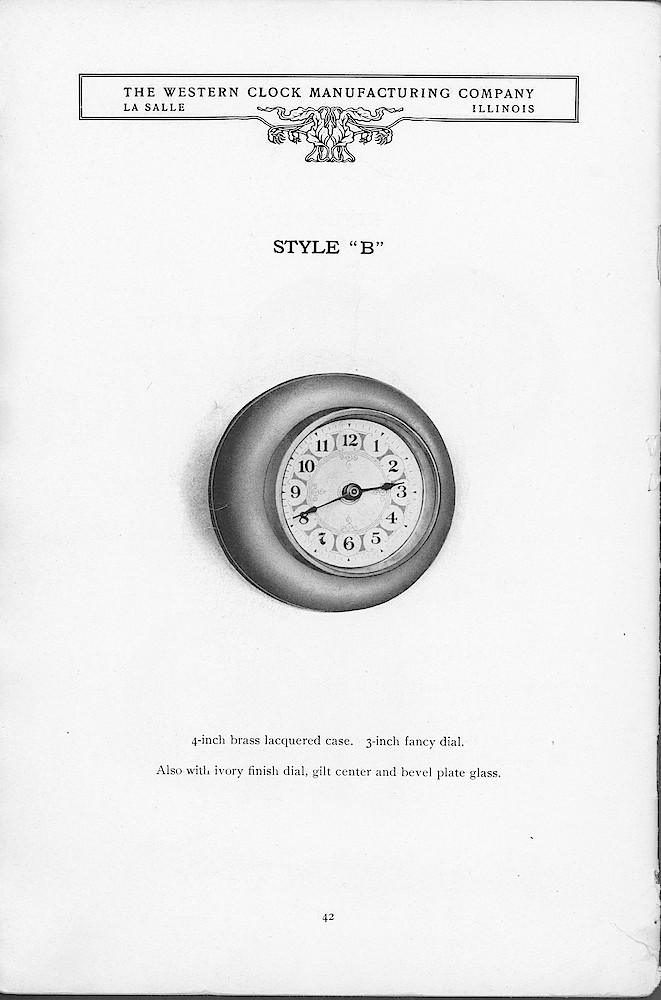 1904 Western Clock Mfg. Co. Catalog (missing pp. 21 - 24); La Salle; Illinois > 42. 1904 Western Clock Mfg. Co. Catalog (missing pp. 21 - 24); La Salle; Illinois; page 42